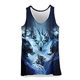 Hiser Herren Tank Top Sommer, Sport Muskelshirt Ärmellos T Shirt Fitness Unterhemd Top Shirt für Outdoor Beach Party oder Gym Jogging Running - Tier Drucken (Grauer Wolf,XL)