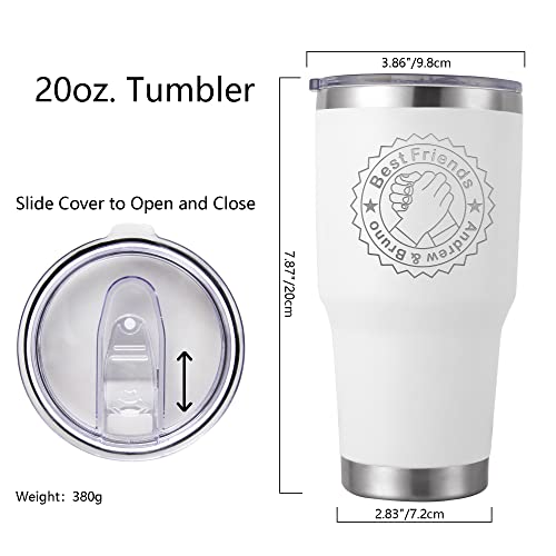 Krfitya Personalized Stainless Steel Tumbler, Vacuum Insulated Customized Laser Etched 20Oz Double-Wall Travel Coffee Mug With Slid Lid, Custom Gift For Him #TOP2