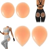 4Pcs Silicone Hip Pads, Adhesive Reusable Fake Buttocks Pad Skin Color Padded Hip Pad Butt Hip Dip Corrector Enhancer for Flat Buttocks