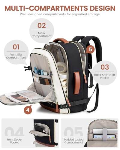 Image of LOVEVOOK Carry On Backpack, 50L Large Travel Backpack For Airplanes, TSA Personal Item Travel Bag, Waterproof Daypack Fits 18 Inch Laptop, Business Weekender Overnight with 3 Packing Cubes, Black Grey
