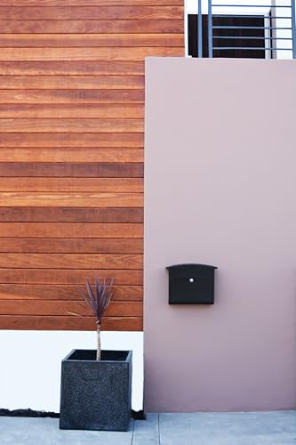Image of Architectural Mailboxes Dal Rae Galvanized Steel, Locking, Wall Mount Mailbox, 2562B-10, Black, Medium Capacity | Galvanized steel build with a steel cam lock and key drop box and weather-resistant outdoor construction.