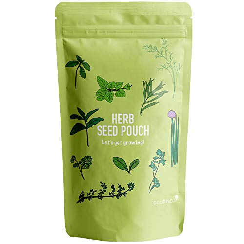 Scott&Co. Herb Seed Starter Kit, 10 Varieties to Grow Your Own. Indoor and Outdoor Planting. Basil, Chives, Parsley, Coriander, Peppermint, Dill and More Herb Seeds, Gardening Gifts for Women and Men