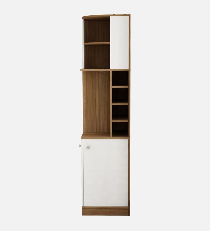 Image of Bar Unit | Burgh Bar Unit for Home /Bar Engineered Wood Bar Cabinet | Finish Color - Lyon Teak | White | Knock Down