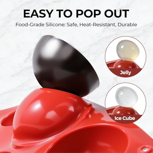 Image of Medium 15-Cavity Semi Sphere Silicone Molds Non-Stick,2 Packs 2 inchHalf Sphere Silicone Baking Molds for Making Jelly, Cake, Chocolates Bombs