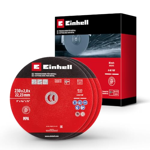 Original Einhell 3-tlg. Dünntrennscheiben-Set für Metall Ø 230 mm (2 mm Stärke MPA-zertifiziert hohe Lebensdauer präzise gratarme Schnitte für Winkelschleifer)