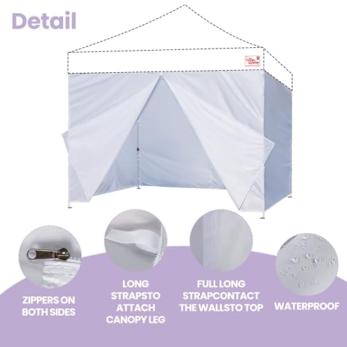 Image of Tradesparker 10x10 Pop up Canopy Sidewall Kit Only, 3 Sidewalls & 1 Doorwall Removable Zipper End Fit for Commercial Instant Tent Canopies,NOT Excluding Top and Frame,Black