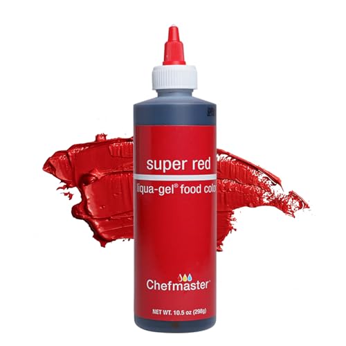 Chefmaster Super Red Liqua-Gel® Food Coloring | Vibrant Color | Professional-Grade Dye for Icing, Frosting, Fondant | Baking & Decorating | Fade-Resistant | Easy-to-Use | Made in USA | 10.5 oz