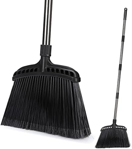 Myiosus Heavy Duty Broom Outdoor with Stiff Bristles & 140cm Long Handle, Sweeping Brush Angle Brooms for Garden Patio Garage Home Kitchen Office Lobby Floor Cleaning