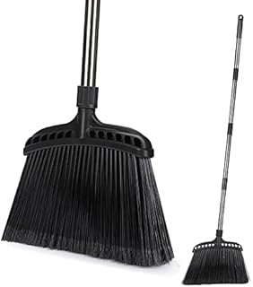 Myiosus Heavy Duty Broom Outdoor with Stiff Bristles & 140cm Long Handle, Sweeping Brush Angle Brooms for Garden Patio Garage Home Kitchen Office Lobby Floor Cleaning