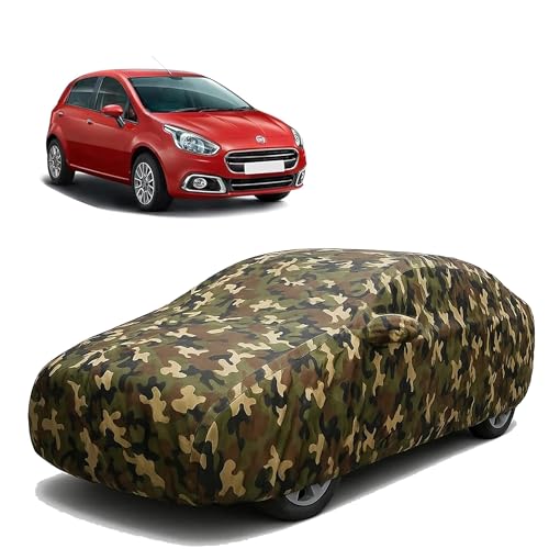 Image of Sulfar 100% Waterproof Car Body Cover Compatible with Mirror for Fiat Punto with Long Lasting Durable Material (Triple Stitched, Full Bottom Elastic, Camouflage Army)