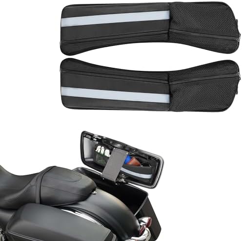 Rexmica 2pcs Hard Saddlebag Lid Organizers, Universal Saddlebag Lid Organizer Pouch Set 49cm Long Compatible with Harley Davidson 1993-2022 Touring Road Glide, Electra Glide, Road King Hard saddlebag