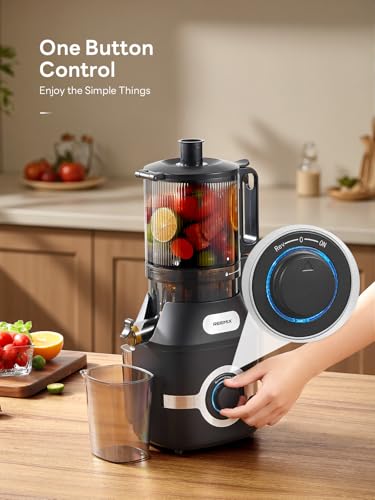 Cold Press Juicer, 140mm Large Feed Chute Masticating Juicer for Whole Fruits and Vegetables, 300W High Yield Slow Juicer with Reverse Function, BPA-Free, Easy to Clean, Black (Black) - Image 4