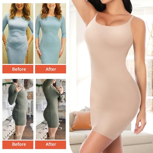 Shapewear Slips for Under Dresses, Full Slip Dress for Women Tummy Control Body Shaper Seamless Shaping Dress3