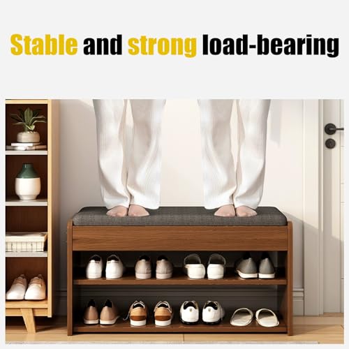 Banc de rangement pour chaussures compact avec assise rembourrée pour petits espaces - 3