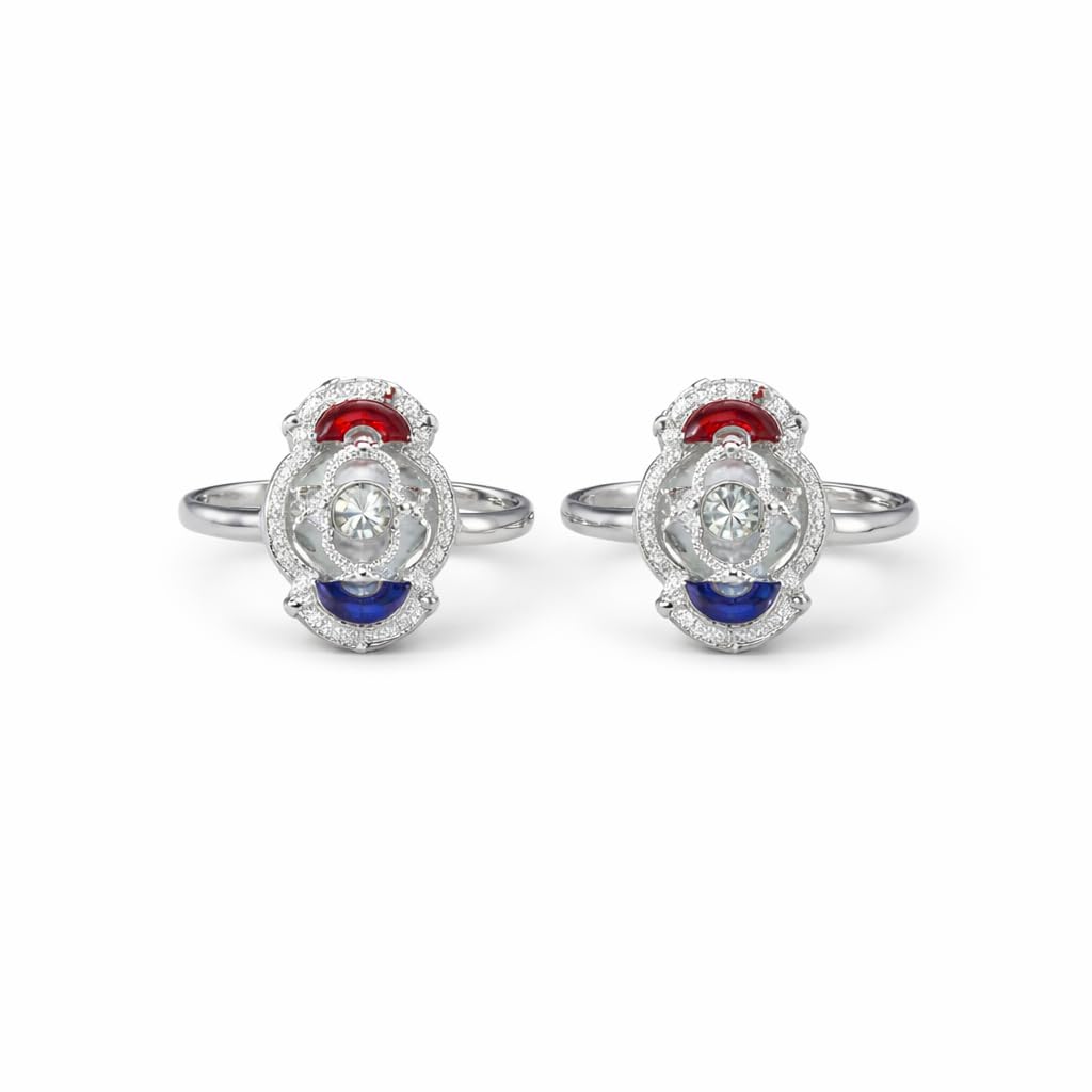anuradha Plus Jewellery stunning silver finish blue and red stone stud Adjustable feet accessories/Bichhiya/Bichudi/toe ring / 1 pair for women.-picture-10