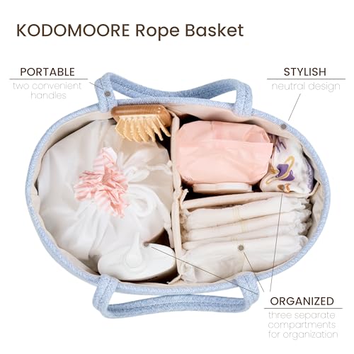 Image of Diaper Caddy Organizer, Empty Gift Basket for Newborn Essentials, Baby Storage Basket, Stylish Gift Bag for Baby Shower, Boys and Girls - Small, Light Blue