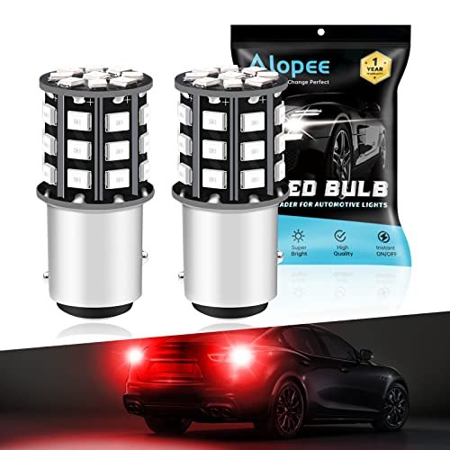 ALOPEE 2-Pack 1157 BAY15D 1016 1034 7528 2057 2357 Feux de Stop de Voiture - 12V-24V Extremely Bright Red 2835 33 Feux de LED SMD - Remplacement de la LED Tail Ampoule