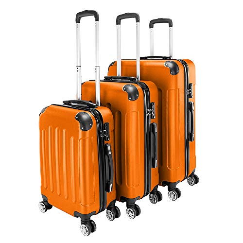 amopacorp 3-in-1 Orange Trolley Case Luggage Set (20", 24", 28") - Lightweight, Expandable, Durable, Easy Clean2