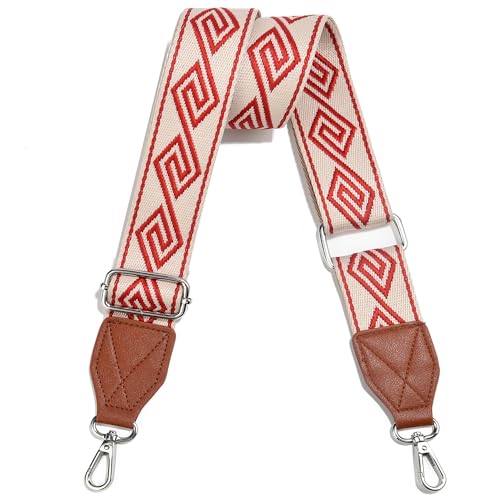 Image of Purse Strap,1.5 inch Leather End Shoulder Strap Adjustable Replacement,Retro Multi-Pattern Crossbody Bag Straps