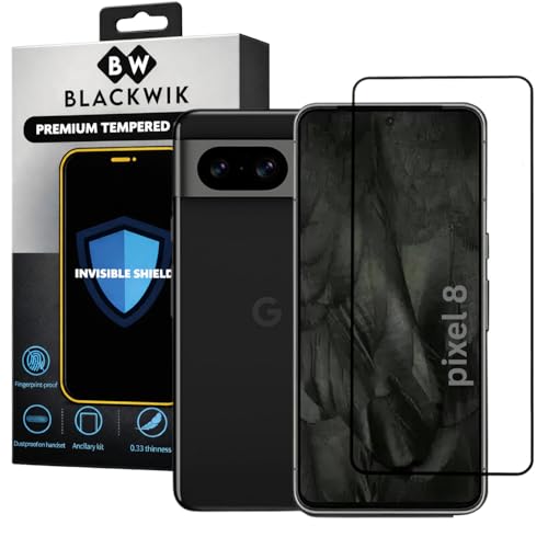 Image of Blackwik Military-Grade Gorilla Tempered Glass for Google Pixel 8 (Black) | Edge to Edge Full Screen Coverage | Scratch Resistant | Easy Installation Kit | Screen Protector for Smartphone