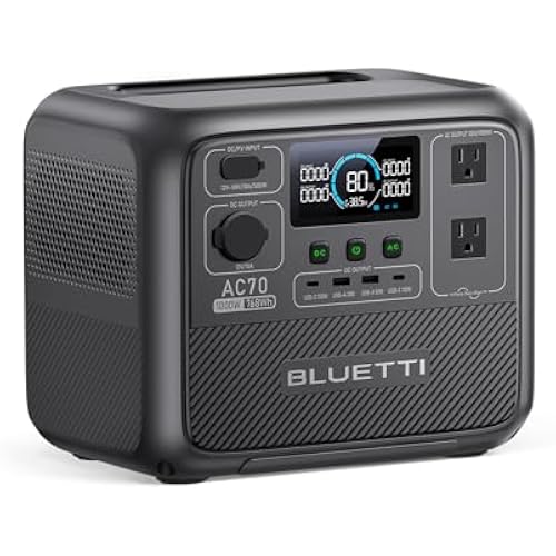 BLUETTI AC70 Portable Power Station 768Wh 1000W LFP Battery Solar Generator