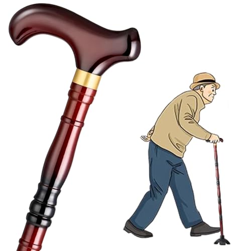 Bastón de apoyo ergonómico, agarre cómodo, hecho a mano de madera maciza para personas mayores y adultos