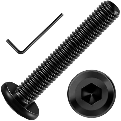 Mywish M6 x 40mm 20Pcs Flat Head Hex Socket Cap Screws Bolts, 304 Stainless Steel Furniture Bolts Full Thread, Black Oxide & Hex Spanner Cover