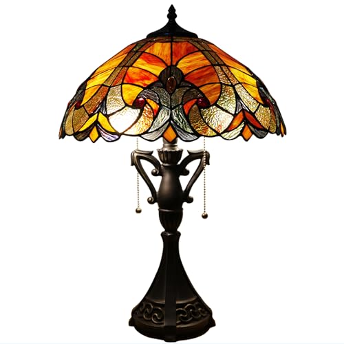 Image of 16Inch Tiffany Stained Glass Lamp Shade Replacement Only(Red) | Fit For Table Lamps FLoor Lamp Ceiling Fixture Pendant Hanging Light Home Office Decoration