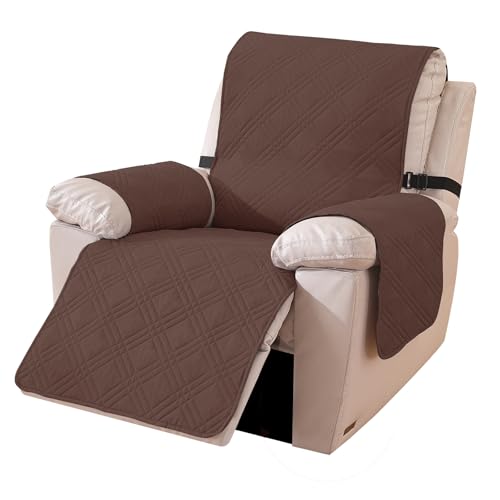 Ystyle Funda Sillon Relax Reclinable, Fundas Sofa Relax Reversible, Funda Butaca Reclinable Antimanchas Antideslizante, Funda Sofa 1 Plaza Gatos Lavable (1 Plaza, Café + Burdeos)