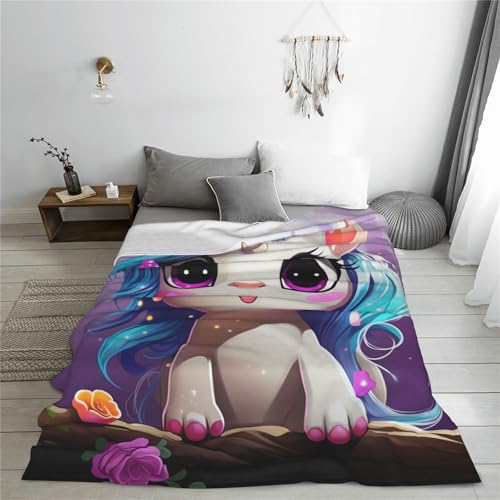 Couverture flanelle microfibre 152x127 cm plaid licorne lit et canapé