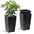 PeakPursuit 16" Tall Planters Set of 2, Outdoor?Indoor Black Planter Pots, High Front Porch Planter Pots with Drainage Holes?Water Level Monitor?Inner Bucket, Automatic Watering, Black