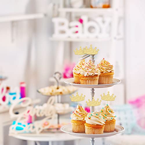 24Pcs Crown Cupcake Toppers Glitter Queen Crown Cupcake Picks For Queen Princess Theme Baby Shower Girls Wedding Birthday Party Cake Decorations Supplies Gold #TOP4