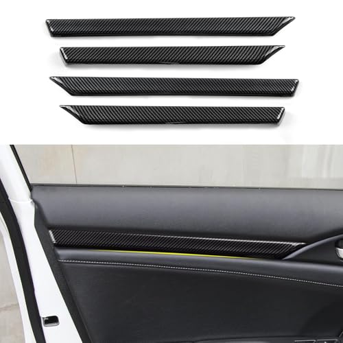 Image of Front /Rear Doors Decor Strips Trim Decals for 2016-2021 Honda Civic 10th Gen Accessories ABS Carbon Fiber Stickers, Except for Sport /Hatchback /Touring