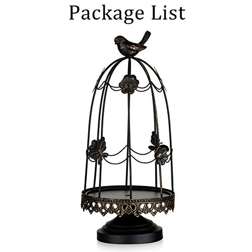 Sziqiqi Decorative Bird Cage Candleholder For Antique Decor, Fit For Flowers Planter Candles Garland Cupcake Display For Wedding Centerpiece Holiday Decoration, Distressed Black 38Cm/15 Inch #TOP7