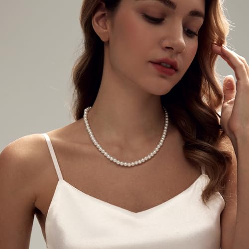 Image of Zeffy Pearl Necklace 4MM /6MM /8MM Dainty Round Imitation Pearl Choker Necklace Wedding Pearl Necklace Delicate Jewelry for Women Simple Bridesmaid Jewelry Gifts