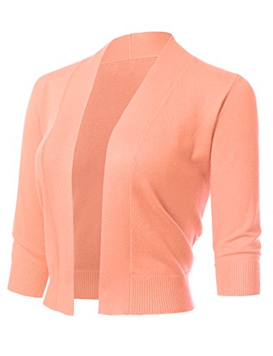 Allsense Women's 3/4 Sleeve Cropped Bolero Shrug Cardigan