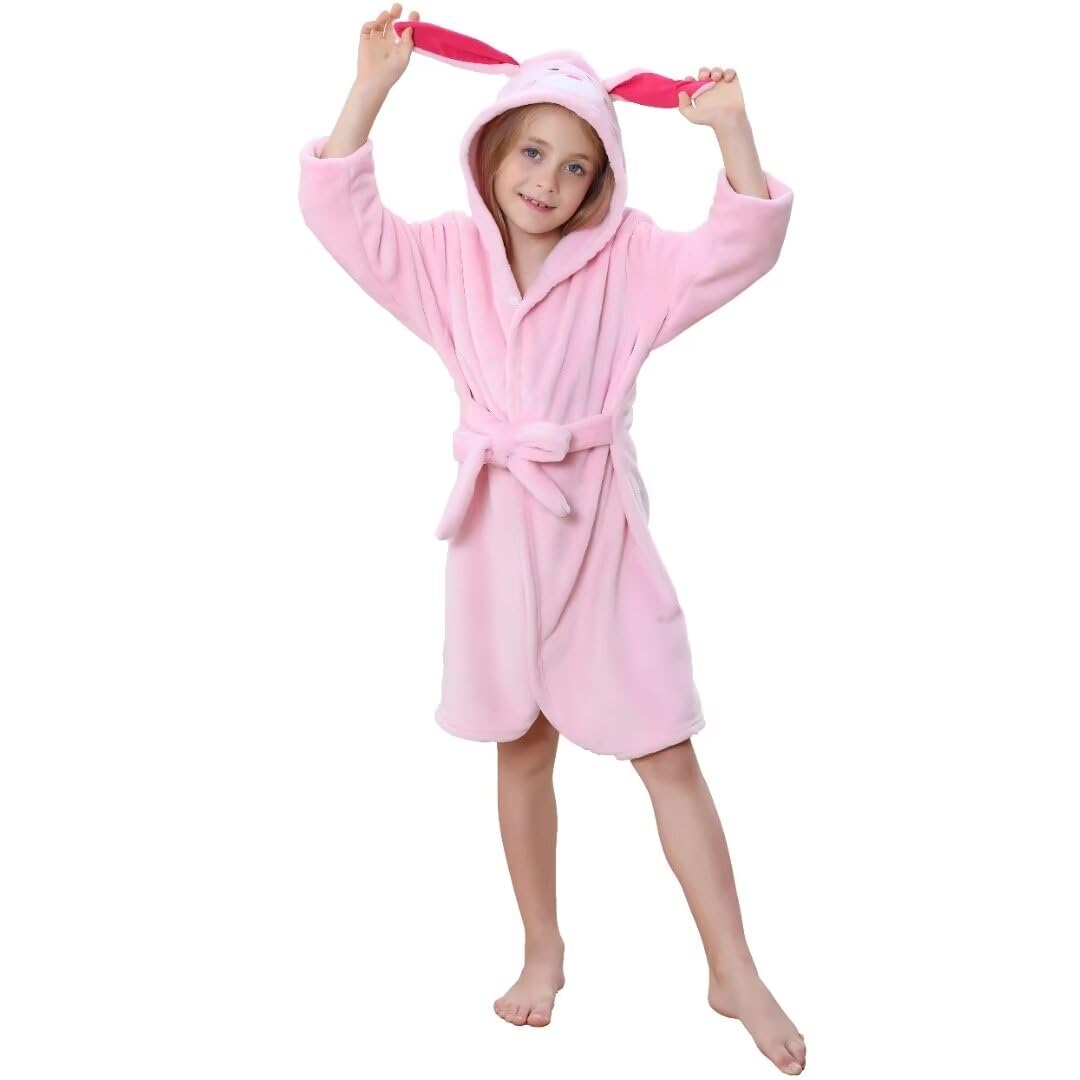 JUNG KOOK Toddler Baby boys Girls Cartoon Bathrobe Flannel Robe Winter Night-robe