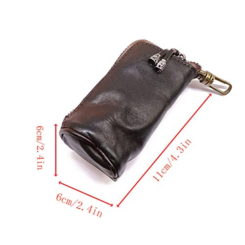 Small Coin Purse, Coin Genuine Leather Mini Coin Wallet Zipper Vintage Leather Coin Bag Car Key Holder Wallet for Men Women (Black)2