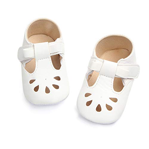 Image of MK MATT KEELY Baby Girl Shiny Mary Jane Lovely Baby Sandals Soft Sole Toddler Shoes First Walkers Crib Shoes