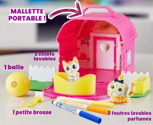 CRAYOLA Washimals Pets - Kit Créatif de Coloriage, Feutres de Couleurs et Figurines à Colorier, Ambiance Aire de Jeux - Âge Conseillé: à Partir de 3 Ans, 74-7432
