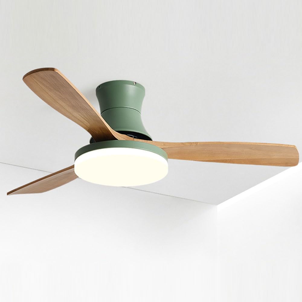 Ibalody Without Boom Indoor Green Fan Light Remote Big Ceiling Fan Light 3 Speed Timing Ceiling Fan With Led Light Bedroom Living Room Restaurant Silent Ceiling Light Fan Lighting Flush Mount