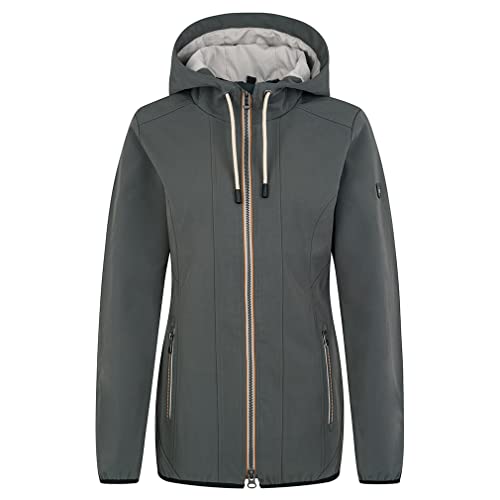 Knuffelwuff Damen Softshell Jacke Manhattan Größe: L / 40 Khaki - Leichte atmungsaktive wasserabweisende Jacke mit extra vielen Taschen für Outdoor, Wandern, Reisen, Gassi gehen - Windbreaker
