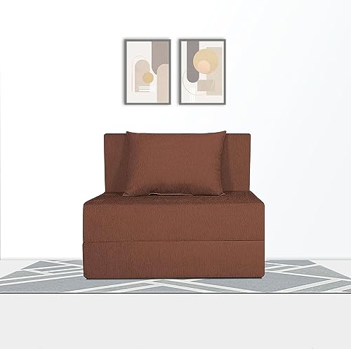 Image of Adorn India Easy 2 Seater Sofa Cum Bed Alyn 3'x 6' (Brown) (1 Year Warranty)