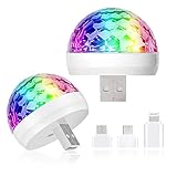 2PACK LED Car USB Atmosphere Light, USB Disco Party Mini Portable DJ Ball Strobe ，with Adapter