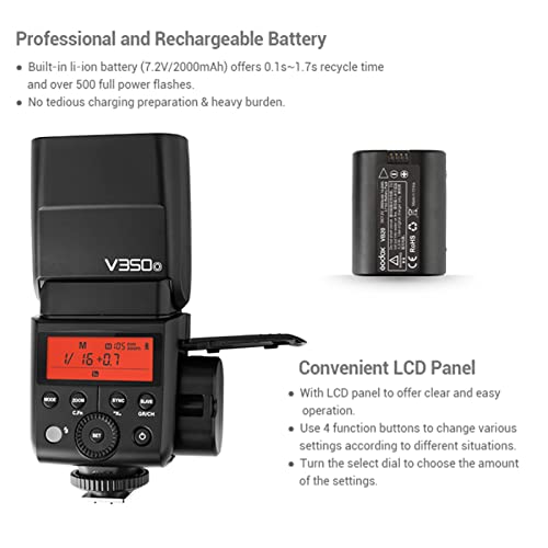 Godox GD00068 V350O Ttl Flash For Olympus Panasonic Gn36 1/8000S Hss Camera Flash W/ 2000Mah Battery 500 Times Full Power Flash 0.1S-1.7S Recycle Time thumb #4