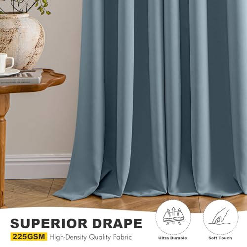 Image of MIULEE Blackout Curtains for Bedroom Living Room 2 Panels, Thermal Insulated Room Darkening Drapes Grommet Noise Reducing Light Blocking Window Treatments 72 Inches Long 40x72 Inch Greyish Blue