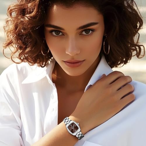 Image of Sapphero Ladies Watch Easy to Read Wristwatch, Women's Quartz Watch with Stainless Steel Strap, 5 ATM Waterproof, Classic Elegance Women Business Waterproof Watch