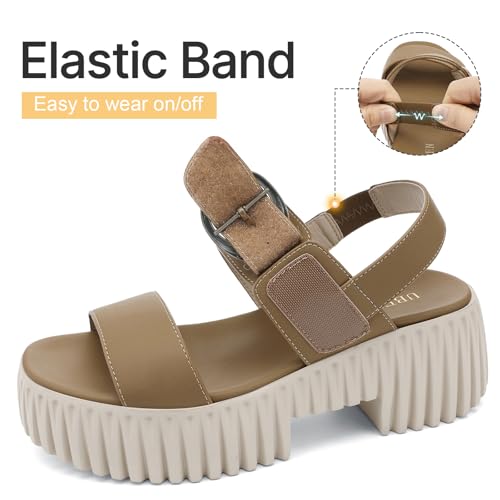 Image of UBFEN Womens Platform Sandals Comfortable Arch Support 2 Adjustable Straps | 2.75'' Lightweight Chunky Heel, Soft Cushioned Footbed, Non-slip for Dressy, Work, and Casual Wear