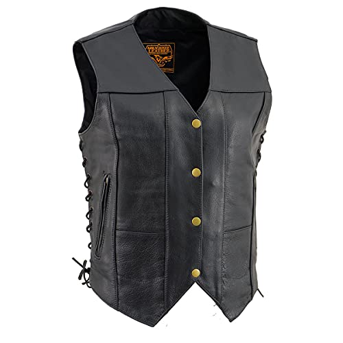 Image of Milwaukee Leather Women's Premium Classic Leather Motorcycle Rider Vest w /Adjustable Side Laces