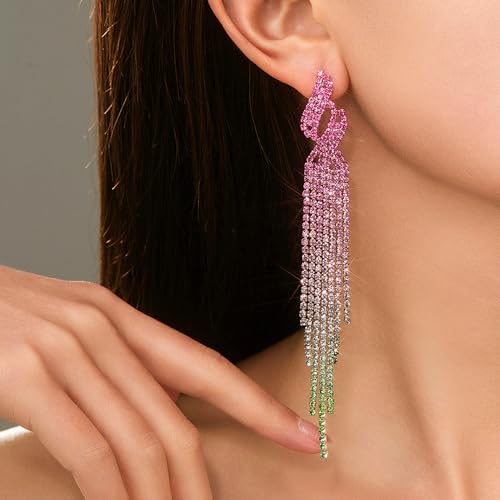 Boucles d'oreilles pendantes strass anti-allergie légères en zircon - 2